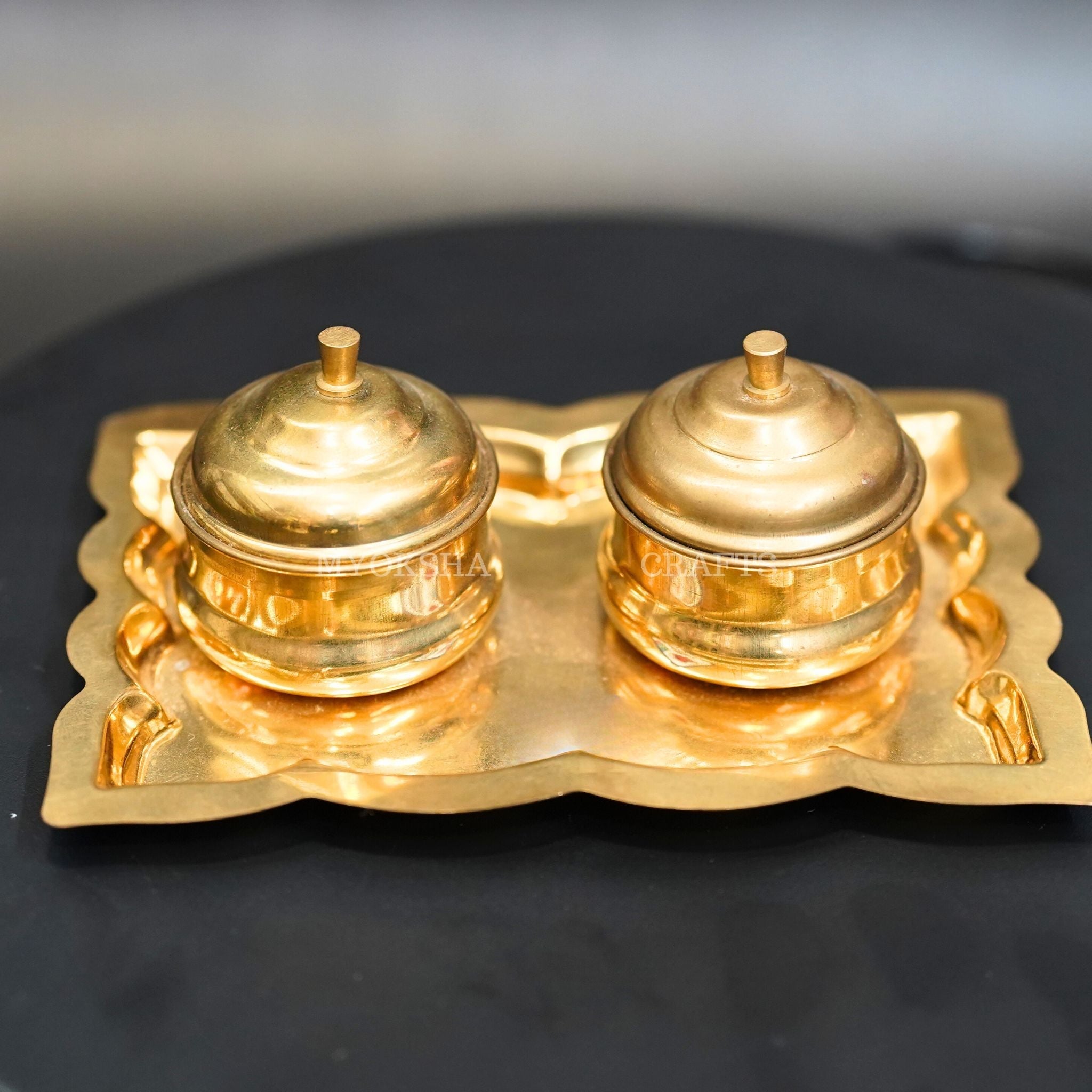 Brass Haldi Kumkum Holder - Mytrendzcart