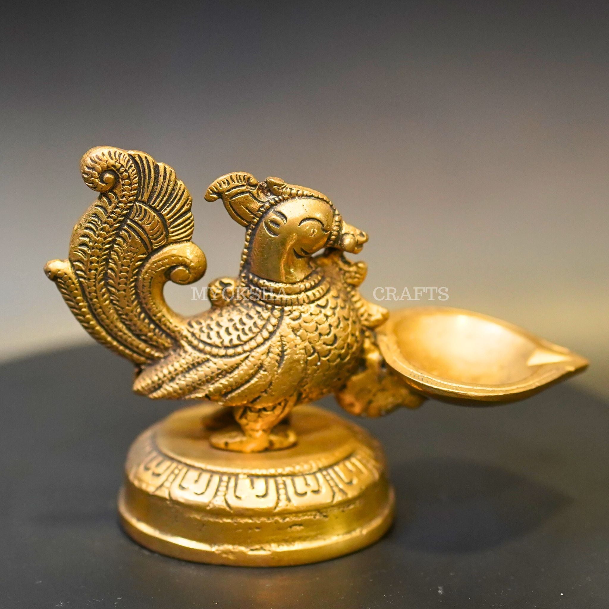 Brass Peacock Diya - Mytrendzcart