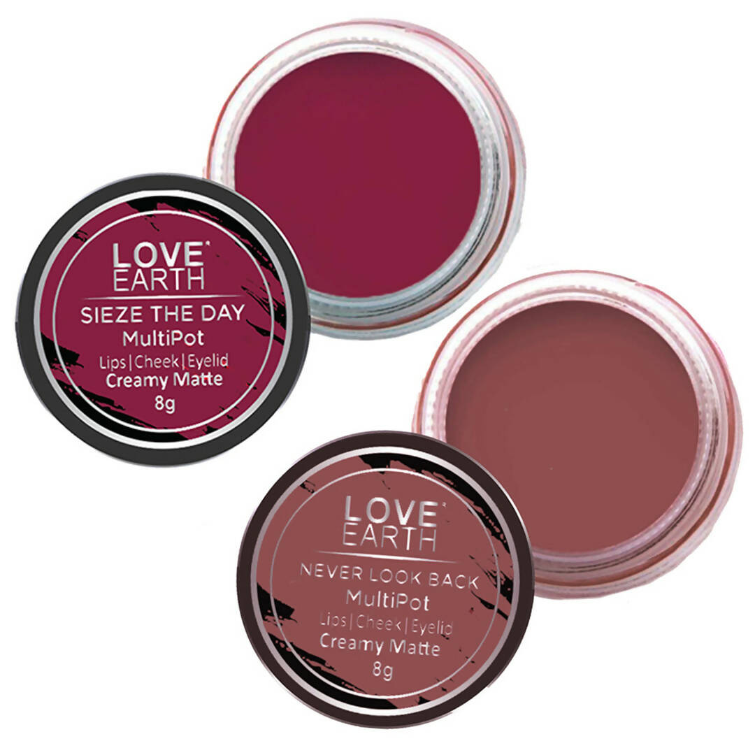 Love Earth Lip Tint & Cheek Tint Multipot Combo (Ruby Pink & Raspberry Pink) - Mytrendzcart