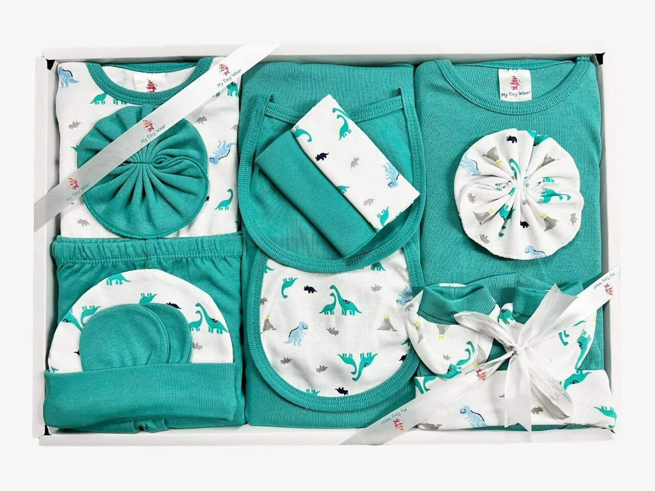 My Tiny Wear Full Sleeves New Born Baby Gift Set - Dino Print -0-3M Mytrendzcart