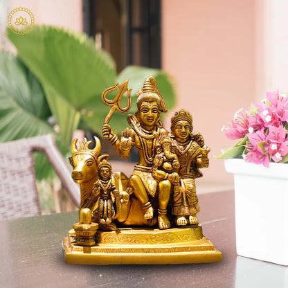 Brass Shiva Family Statue - Divine Harmony of Lord Shiva, Parvati, and Ganesha Mytrendzcart