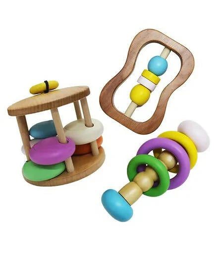 Matoyi Colorful Wooden Rattles For Babies - Set of 3 -Set of 3 Mytrendzcart