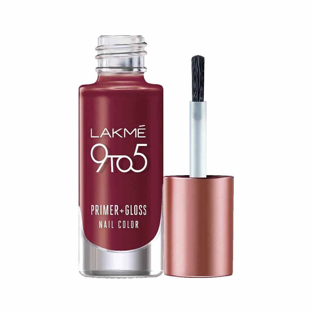 Lakme 9 to 5 Primer + Gloss Nail Colour - Red Alert Mytrendzcart