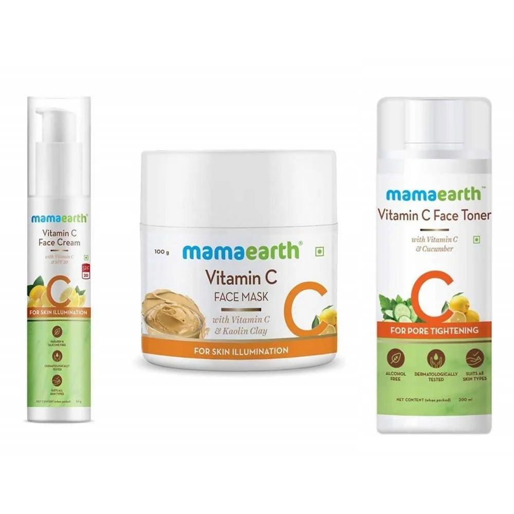 Mamaearth Vitamin C Face Cream + Face Mask + Face Toner Combo Mytrendzcart