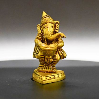 Ganesha Playing Drums Brass Idol – Perfect for Devotees Mytrendzcart