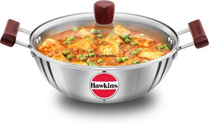 Hawkins Triply Stainless Steel Kadhai 28 cm Diameter with Lid 4 L (SSK40G) Mytrendzcart