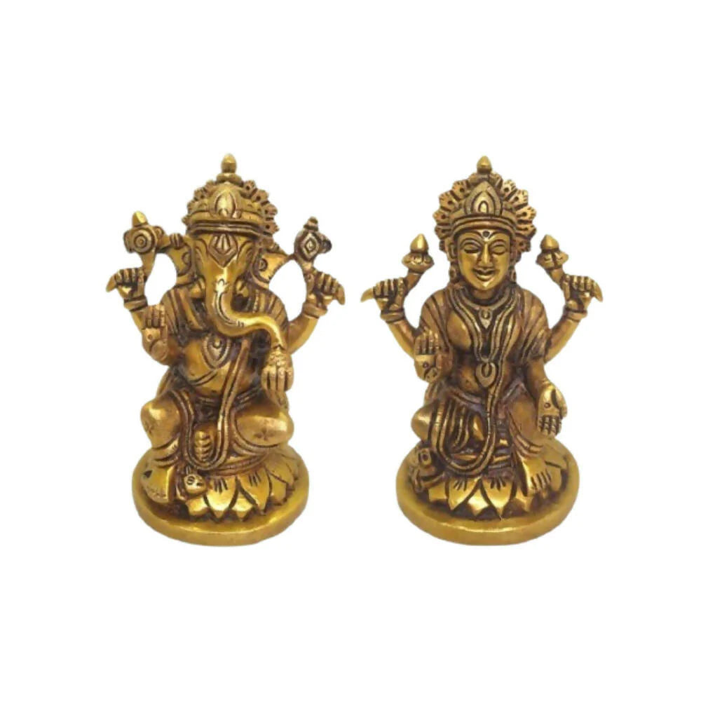 Tamas Brass Lord Ganesh Lakshmi Statue (Golden) -Combo Mytrendzcart