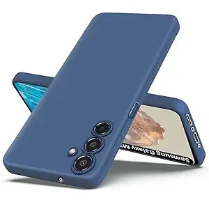 Fashionury Back Cover for Samsung Galaxy M35 5G | Camera Bump Protection | Matte Soft Silicon Flexible | All Side Shock Proof Rubberised Back Case Cover for Samsung Galaxy M35 5G (Blue) - Mytrendzcart