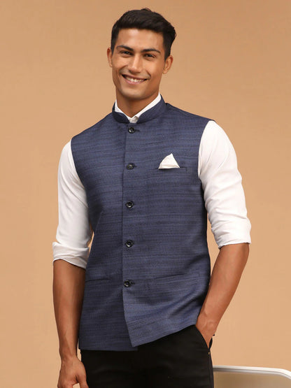 Vastramay Men's Blue - Nehru Jacket -36 Mytrendzcart