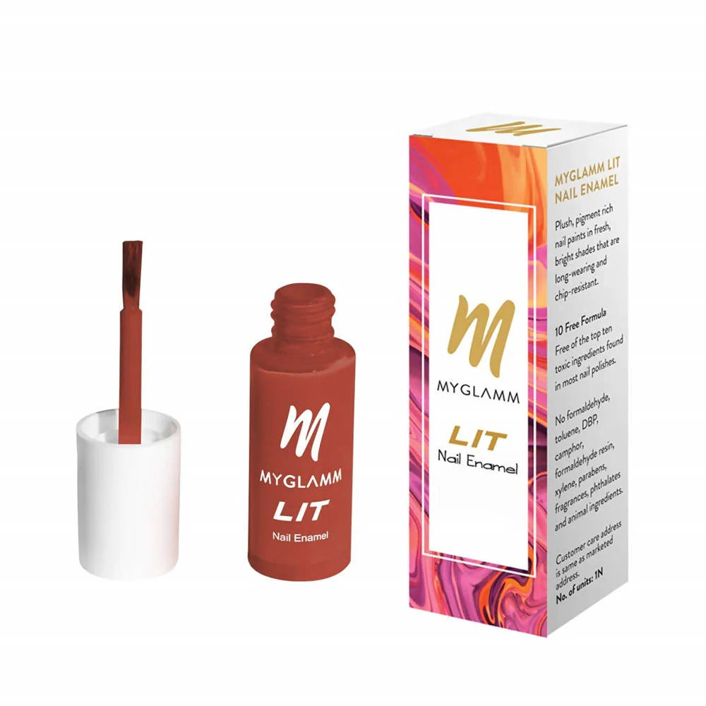 MYGLAMM LIT Flawless Texture Nail Enamel - Boi Bye - Red Shade (7 Ml) -7 Ml Mytrendzcart