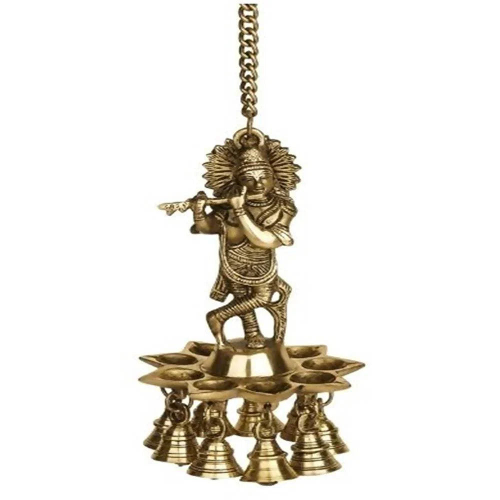 Puja N Pujari Krishna Hanging Diya with Bells For Pooja Room Mytrendzcart