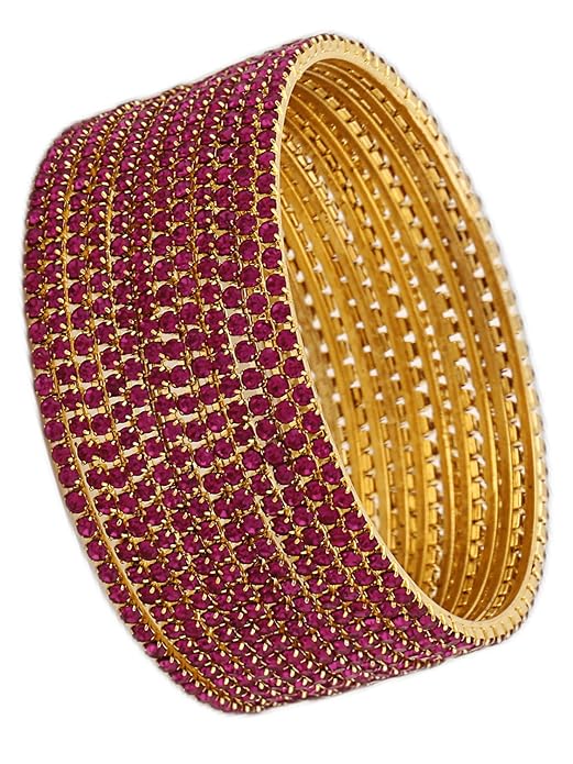 Shining Diva Fashion Set of 12 Latest Traditional Design Gold Plated Stone Bangle for Women Mytrendzcart