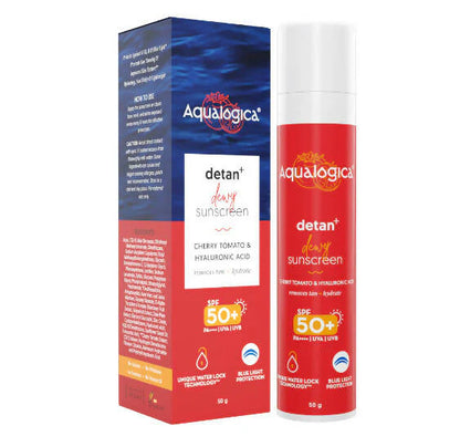 Aqualogica Detan + Dewy Sunscreen With Cherry Tomato & Hyaluronic Acid, SPF 50+ & PA++++ -50 gm Mytrendzcart