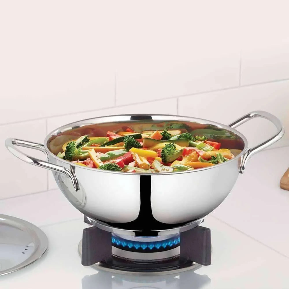 Borosil Stainless Steel Deep Kadhai With Lid, 2.3 Litre Mytrendzcart