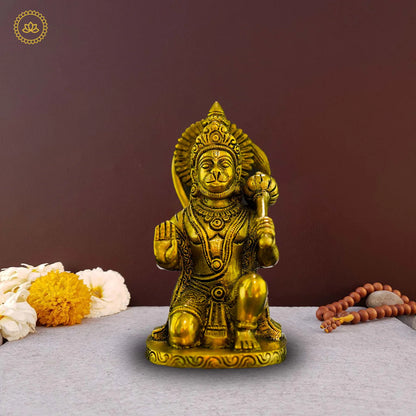 Sacred Guardian Antique Hanuman Blessing Brass Idol - A Divine Remembrance Mytrendzcart