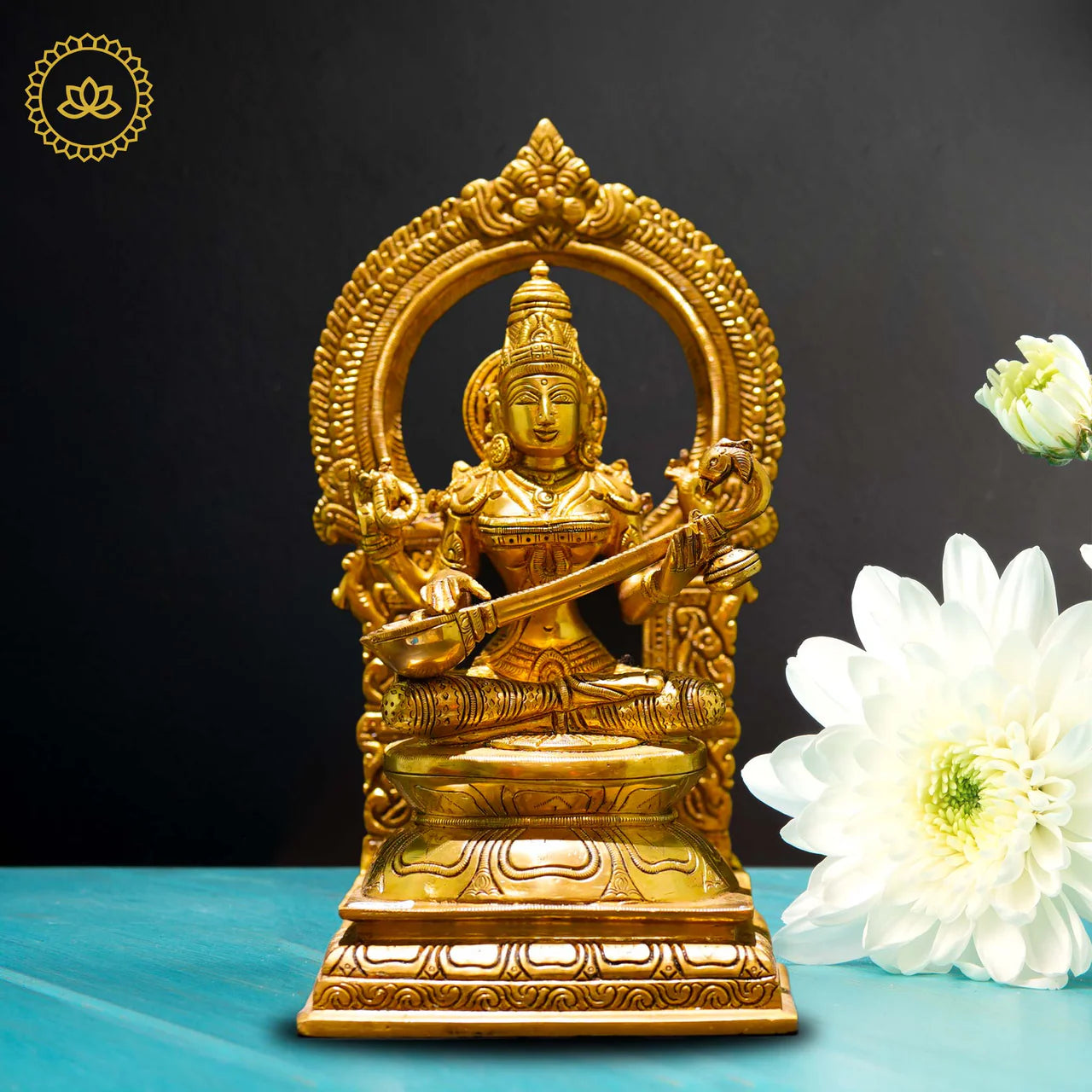 Brass Saraswati Devi Idol - Divine Source of Knowledge and Creativity Mytrendzcart