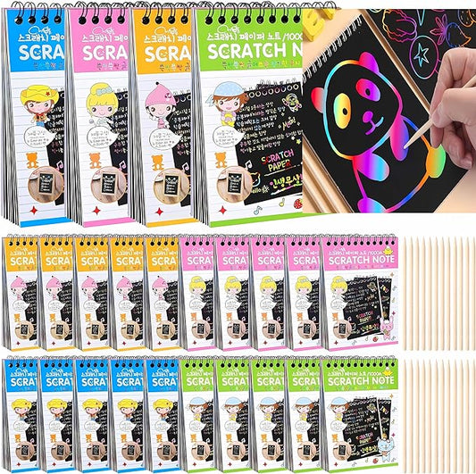 10pc Magical Scratch Book for Kids - Return Gifts Birthday Party for Kids Scratch Sheets - Best Birthday Return Gifts for Kids in Bulk - Magic Drawing Set Painting Activity Book - Scratch Note Book