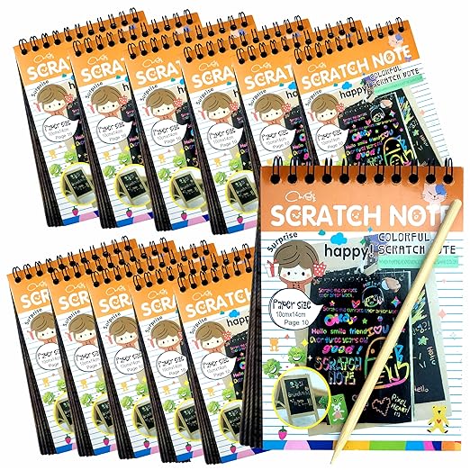 SNAPTRON Return Gifts For Birthday For Kids Party Bulk - 12Pcs Scratch Book For Kids, Magic Book For 3 4 5 6 7 For Birthday Return Gifts For Kids Children Girls, Boys Best, Multicolor Mytrendzcart