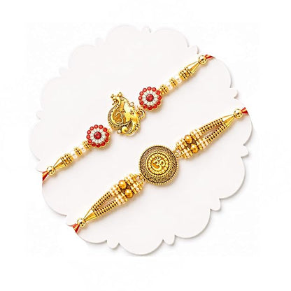 TIED RIBBONS Rakhi for Brother Set of 2 - Premium Om Ganesh Rakhi for Brother Men Bhaiya Kids Boys with Tikka and Greeting Card - Bracelet Rakhi for Brother