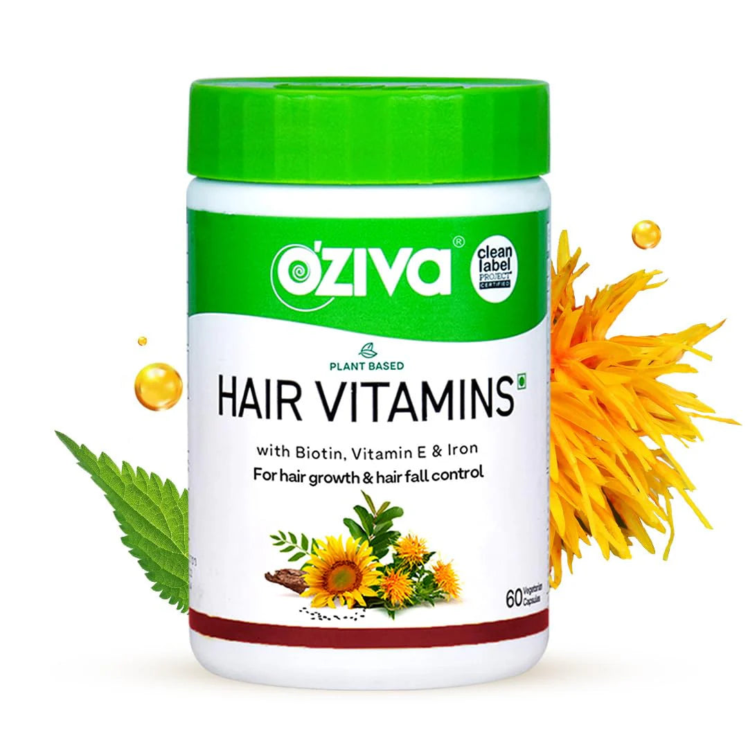 OZiva Hair Vitamins (With Biotin, Iron & Vitamin E) -60 caps Mytrendzcart