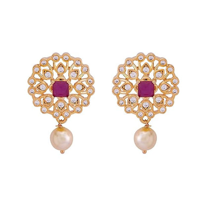 Kushal's Fashion Jewellery Ruby Gold Plated Casual Zircon Earring - 410922 Mytrendzcart