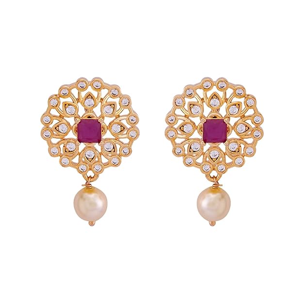 Kushal's Fashion Jewellery Ruby Gold Plated Casual Zircon Earring - 410922 Mytrendzcart