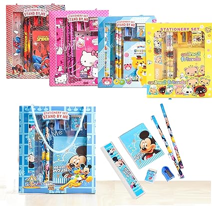 12 pcs Cute Cartoon Stationery Set - Includes Pencil scale , eraser note - Return Gifts Birthday Party for kids - Best Birthday Return Gifts for Kids in Bulk - Return Gifts for Kids Age 3 4 5 6 7 8 12 Mytrendzcart