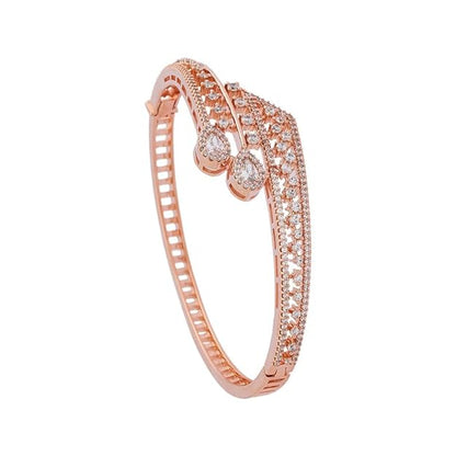 Kushal's Fashion Jewellery White Rose Gold Plated Zircon Kada - 411723 Mytrendzcart