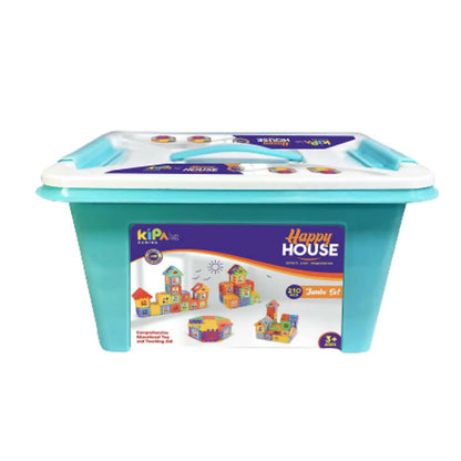 Kipa 210 Pieces Multi Colored Mega Jumbo Happy Home House Building Block with Attractive Windows and Smooth Rounded Edges Game with Storage Container Mytrendzcart