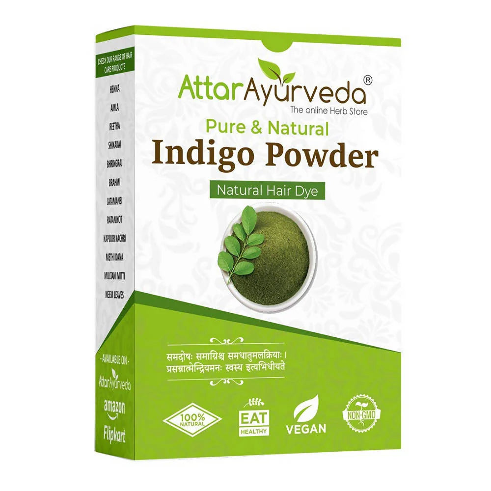 Attar Ayurveda Pure & Natural Indigo Powder - Natural Hair Dye -Pack Of 1 - 200 gm Mytrendzcart