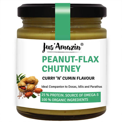 Jus Amazin Peanut Flax chutney Curry 'N' Cumin Flavour -125 gm Mytrendzcart