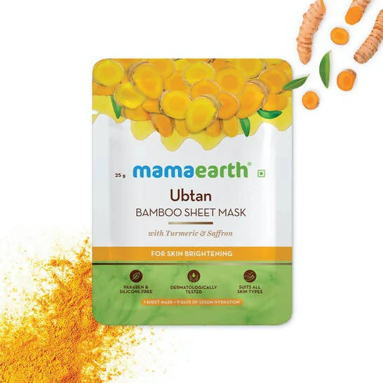 Mamaearth Ubtan Bamboo Sheet Mask with Turmeric & Saffron -25 gm Mytrendzcart