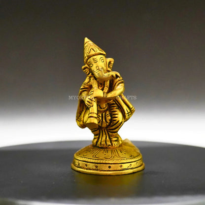 Ganesha Playing Shehnai Brass Idol - Invoking Prosperity and Harmony in Your Home Mytrendzcart