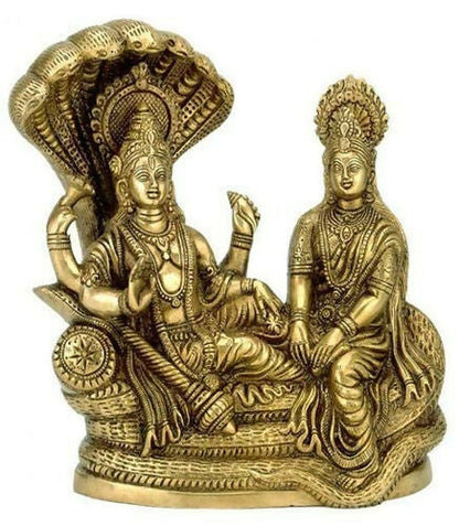 Pranchi Brass Idol Of Lord Vishnu Laxmi On Sheshnag Mytrendzcart