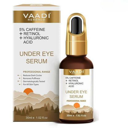 Vaadi Herbals Under Eye Serum With 5% Caffeine & Retinol & Hyaluronic Acid, Reduce Dark Circles, Reverse Aging -30 ml Mytrendzcart