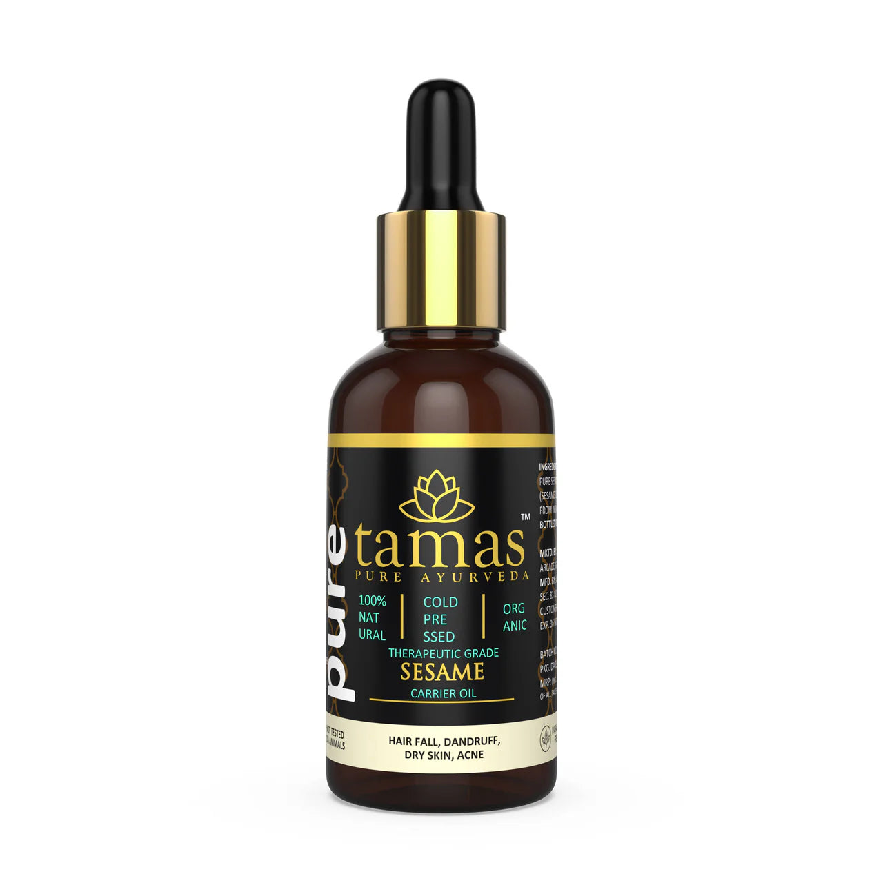 Tamas Pure Ayurveda 100% Organic Sesame Cold Pressed Carrier Oil- USDA Certified Organic- 30ML Mytrendzcart