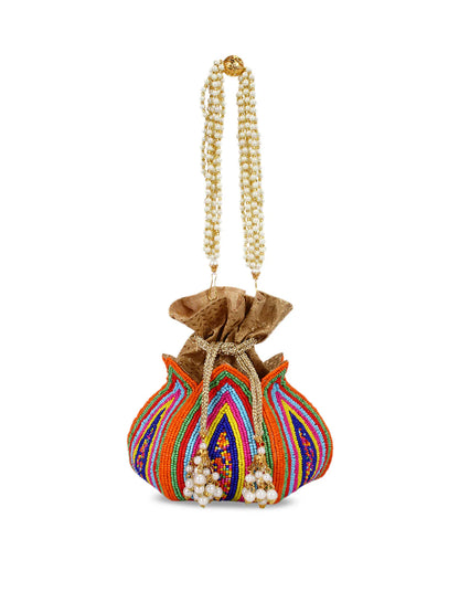 Anekaant Multicoloured Embroidered Potli Clutch Mytrendzcart