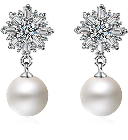 Shining Diva Fashion Latest Crystal Pearl Silver Plated Earrings for Women Mytrendzcart