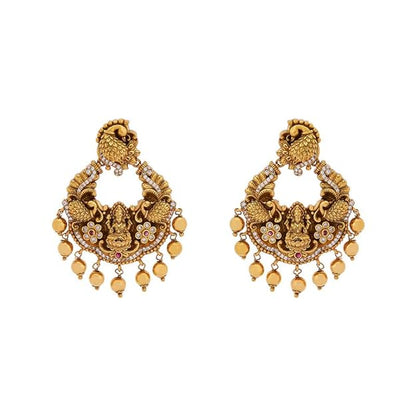 Kushal's Fashion Jewellery Ruby Gold Plated Ethnic Antique Earring - 406685 Mytrendzcart