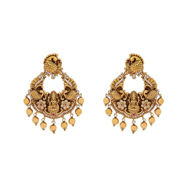 Kushal's Fashion Jewellery Ruby Gold Plated Ethnic Antique Earring - 406685 Mytrendzcart