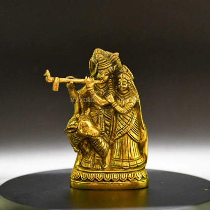 Radha Krishna with Cow Brass Idol - Symbol of Divine Love Mytrendzcart