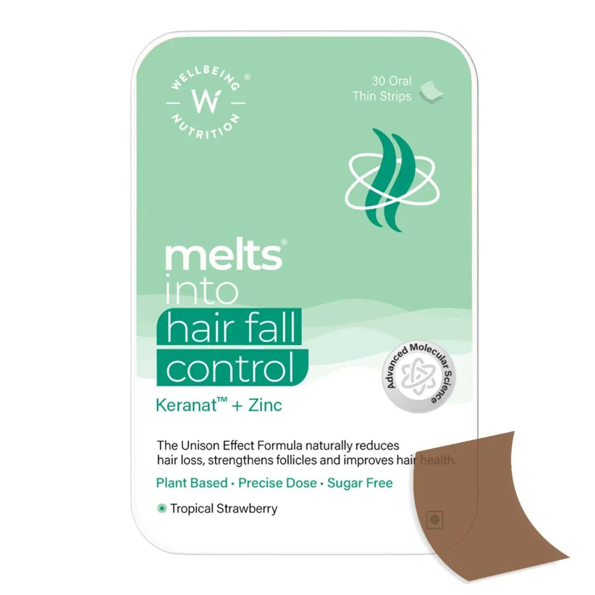 Wellbeing Nutrition Melts Hair Fall Control Oral Strips-Tropical Strawberry Flavor -30 Strips Mytrendzcart