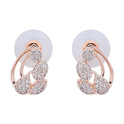 Kushal's Fashion Jewellery Rose-Gold Polish White Earring With Sparkling Cubic Zirconia Mytrendzcart