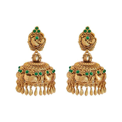 Kushal's Fashion Jewellery Green Gold Plated Ethnic Antique Earring - 412137 Mytrendzcart