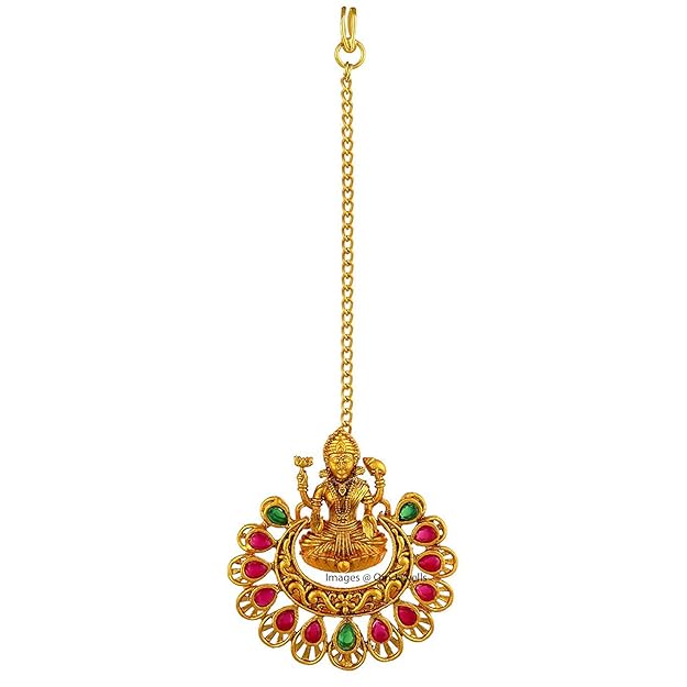 Om Jewells Bridal Jewellery Gold Plated Maang Tikka Studded With Kundan Stones For Girls And Women MT1000604 Mytrendzcart