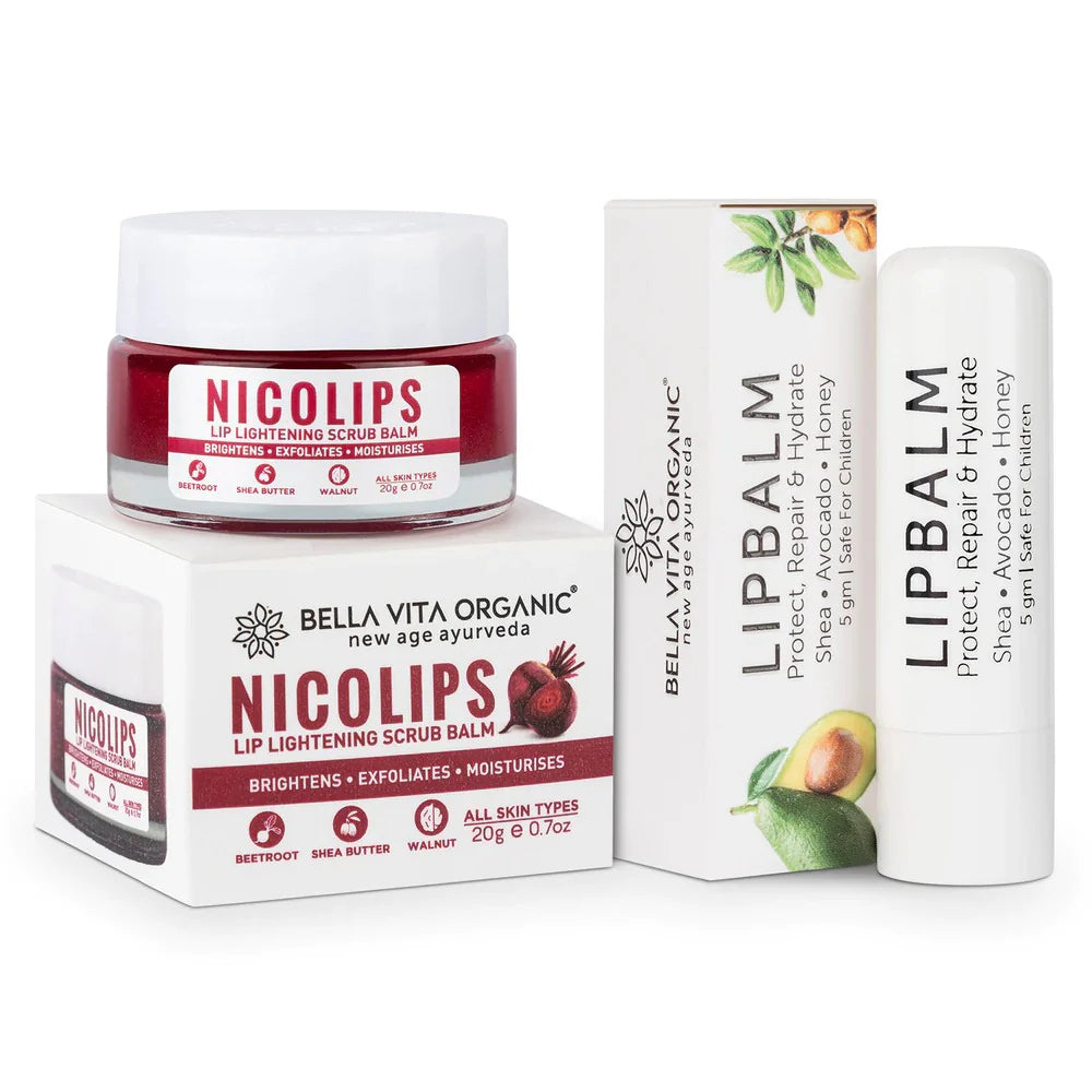 Bella Vita Organic Nico Lips Lip Scrub & Nico Balm Lip Balm Combo -Combo Pack Mytrendzcart