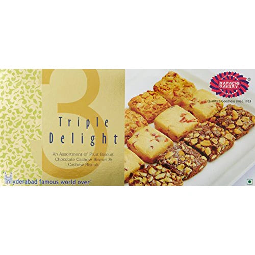 Karachi Bakery Triple Delight Fruit Biscuit with Chocolate and Cashew -600 Gm Mytrendzcart