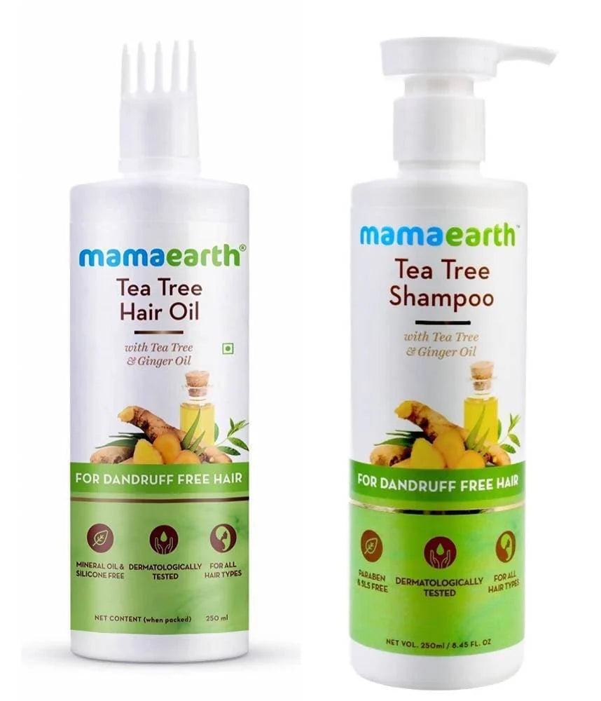 Mamaearth Tea Tree Anti Dandruff Shampoo + Hair Oil For Dandruff Free Hair Combo Mytrendzcart