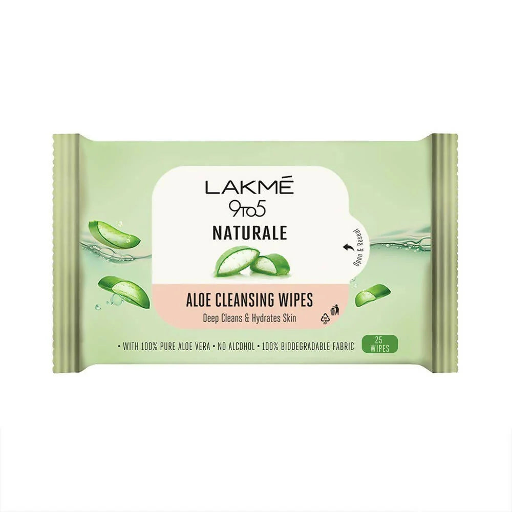 Lakme 9to5 Natural Aloe Cleansing Wipes -25 Wipes Mytrendzcart