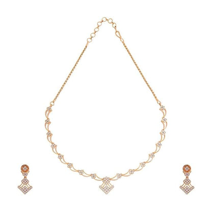 Kushal's Fashion Jewellery White Gold Plated Zircon Necklace Set - 416140 Mytrendzcart